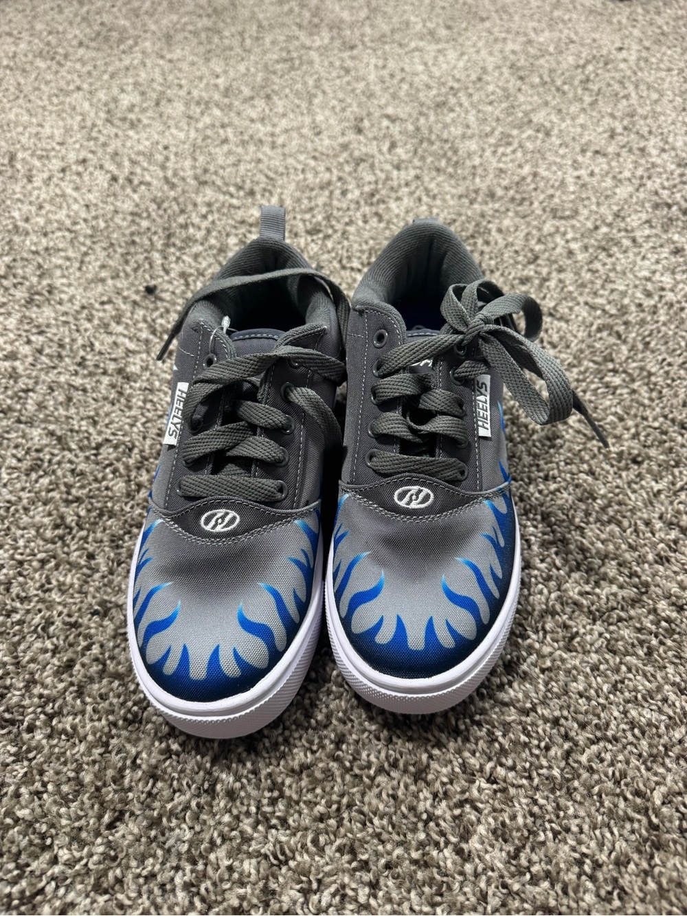 Heelys Kids Gray Shoes with Blue Flame Design